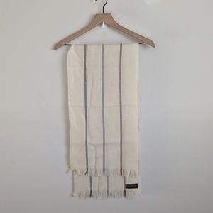 Kilkenny Cream Striped Lamswool Fringe Neck Scarf